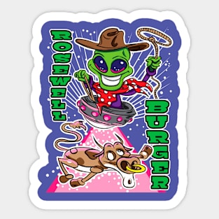 Rosewell Burger Alien Abduction Cow Sticker